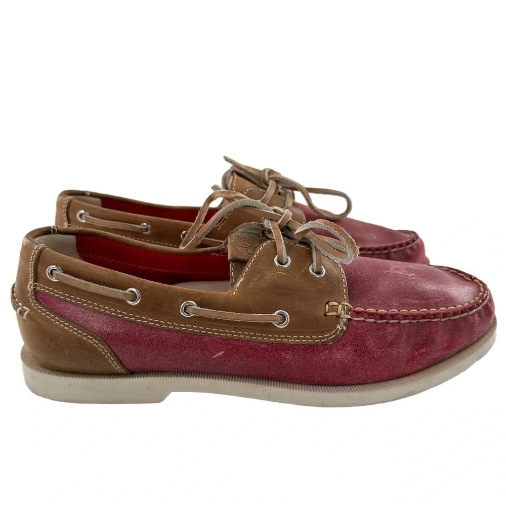 Cole haan yacht club collection boat shoes 9.5 red brown leather vintage 90s